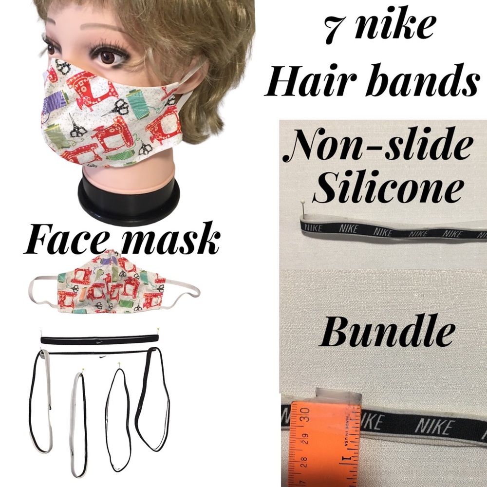 7 nike swoosh sport headbands silicone backs ear loop face mask (New) sewing